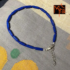 Pipe & Bead Anklet : Navy Blue