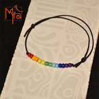 Rainbow Beaded String Anklet (Double Beads)