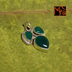 Buy three leaf green onyx silver pendant online India MYRA
