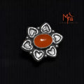 Carnelian Stone Studded Flower Pattern Nosepin