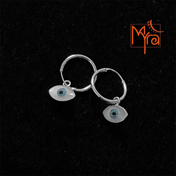 Pure Silver Earring with Evil Eye (Eye shaped)