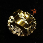 Peach & Blue Fibre Studded Cocktail Ring