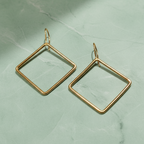 Rhombus Brass Wire Earrings