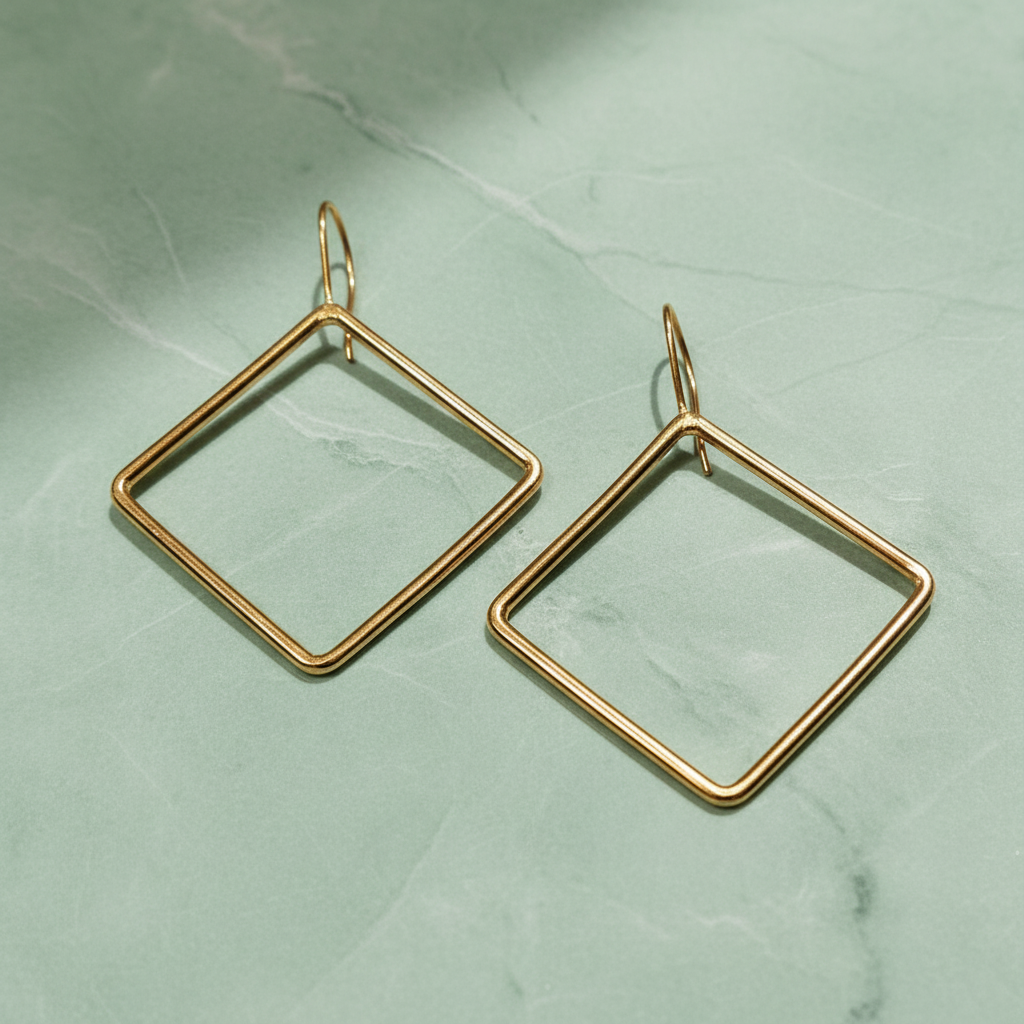 Rhombus Brass Wire Earrings