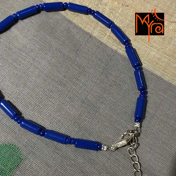 Pipe & Bead Anklet : Navy Blue