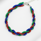 Braided Anklet : Translucent Red, Green, Blue