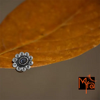 Black Onyx Stone Studded Flower Pattern Nosepin