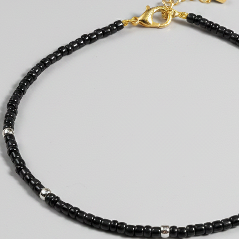Plain Beaded Anklet : Steel Grey