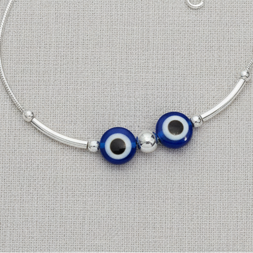 92.5 Sterling Silver Evil Eye Anklet