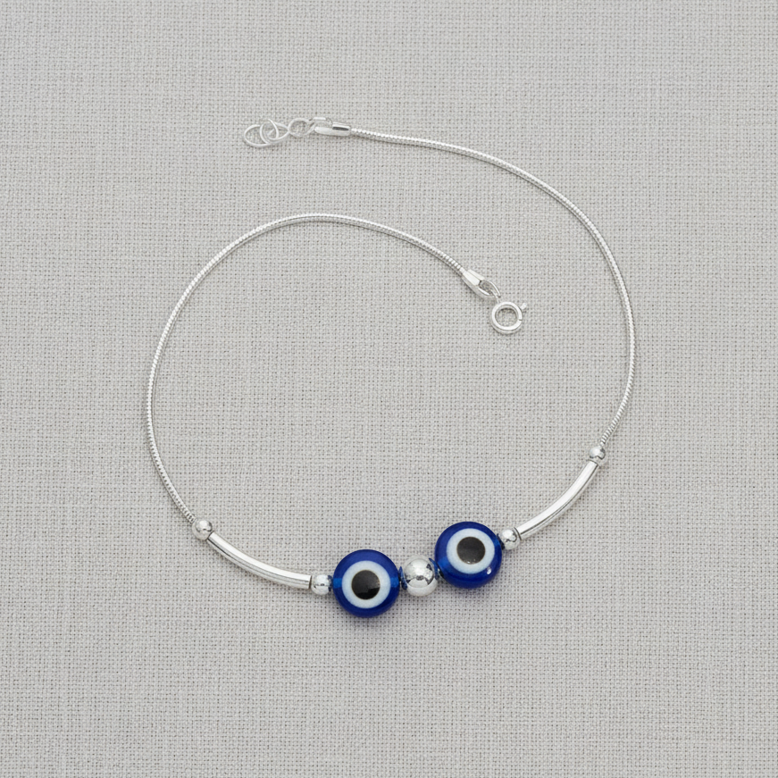 92.5 Sterling Silver Evil Eye Anklet