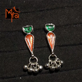 Green & Red Enameled Earring