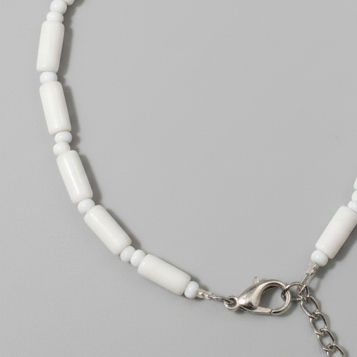 Pipe & Bead Anklet : White