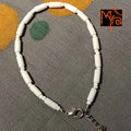 Pipe & Bead Anklet : White