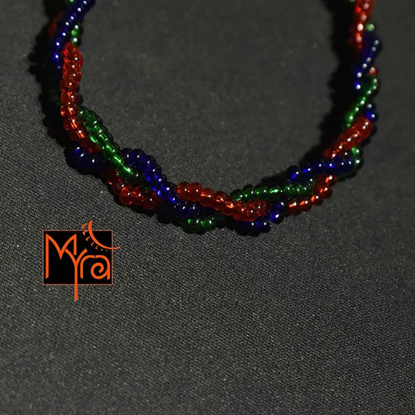 Braided Anklet : Translucent Red, Green, Blue
