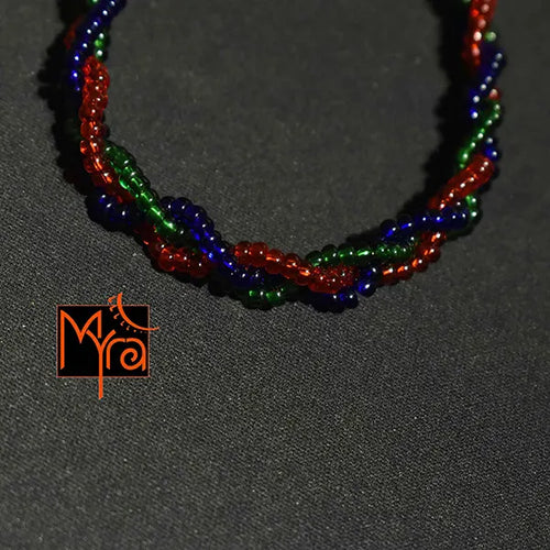 Braided Anklet : Translucent Red, Green, Blue