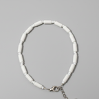 Pipe & Bead Anklet : White