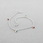 92.5 Sterling Silver Heart Charm Anklet