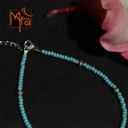 Glass Beaded Anklet with Metal Charms : Turquoise