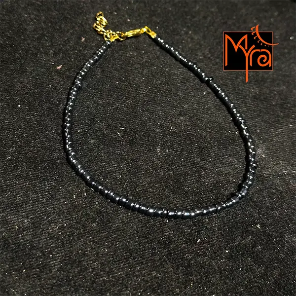 Plain Beaded Anklet : Steel Grey