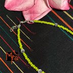 Glass Beaded Dandelion Charm Anklet : Lime Yellow