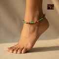 Pipe & Bead Anklet : Green, Brown, Golden