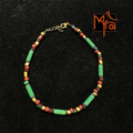 Pipe & Bead Anklet : Green, Brown, Golden