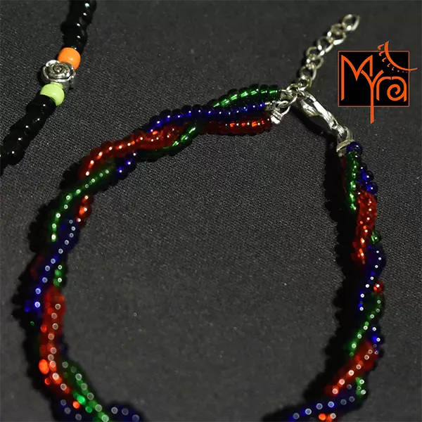 Braided Anklet : Translucent Red, Green, Blue