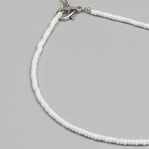 Plain Beaded Anklet : White