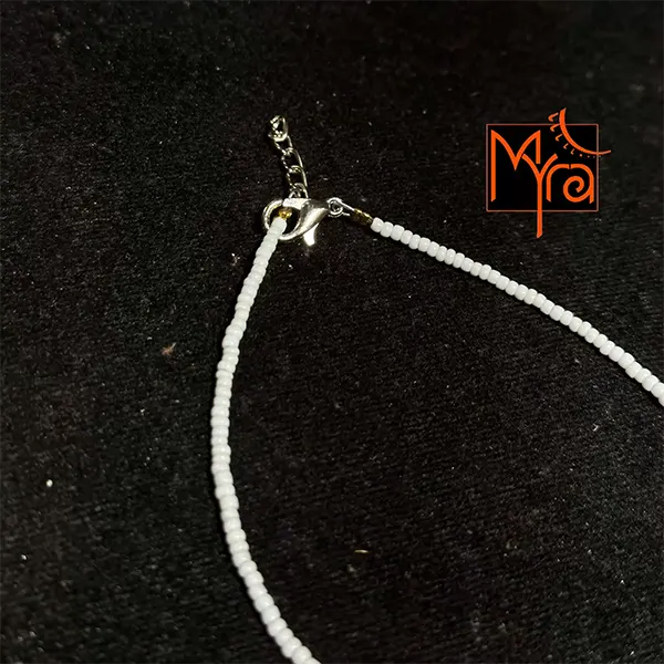 Plain Beaded Anklet : White