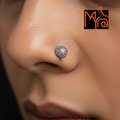Pure Silver Flower Circle Pattern Nosepin ( Stick)