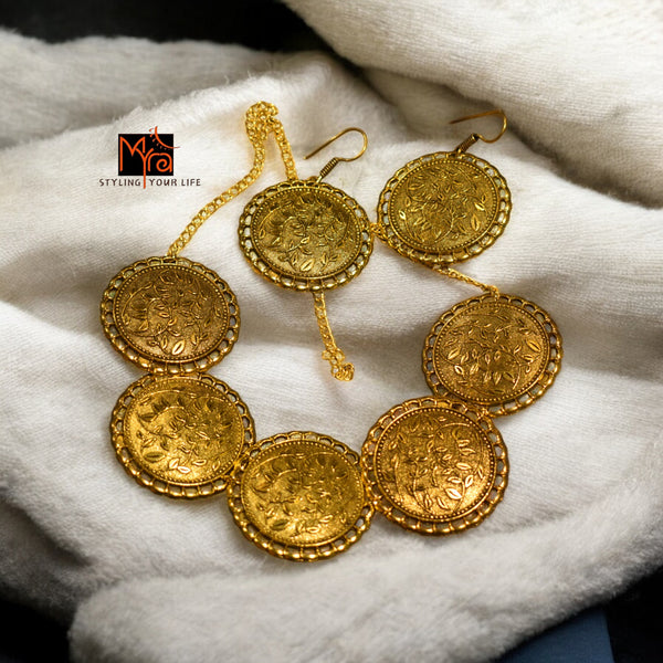 Statement Floral Choker Set : Golden