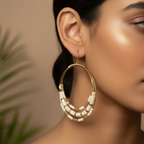Brass Hoop Earrings : Off White