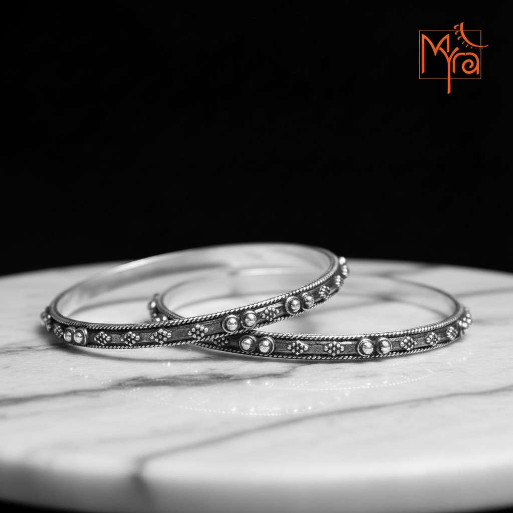 Pure Silver Bangle : (Size 24)