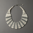 Handmade Eight-Layer Wooden Beaded Statement Necklace (Off White)