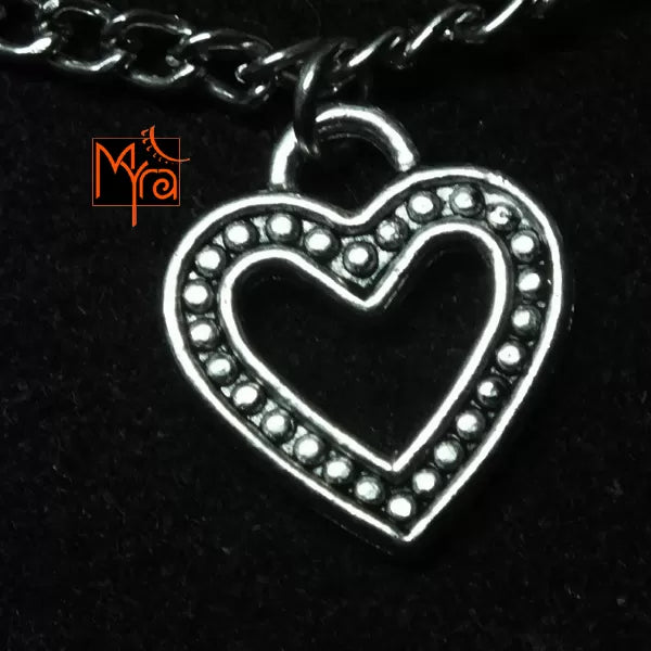 Metal Heart Charm Bracelet (Silver)