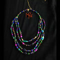 Purple & Green Stone Beaded Layered Necklace