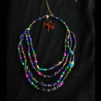 Purple & Green Stone Beaded Layered Necklace