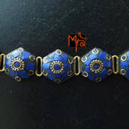 Tibetan Stone Studded Hexagon Bracelet : Blue