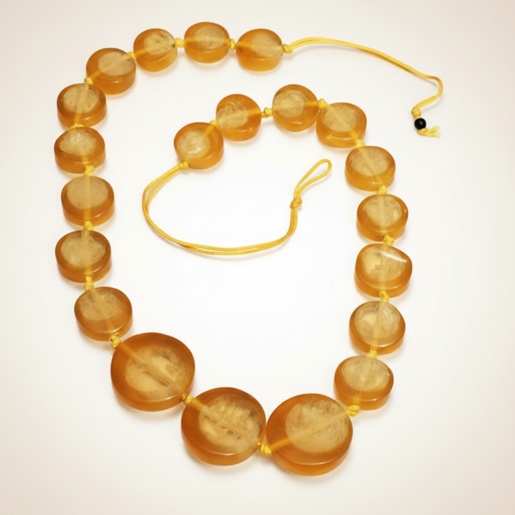 Handcrafted Amber Fibre Beaded Statement Necklace