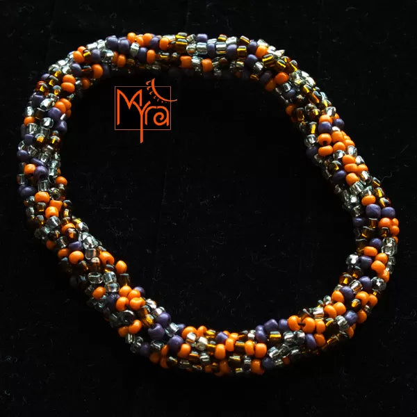 Purple Orange Beaded Bracelet