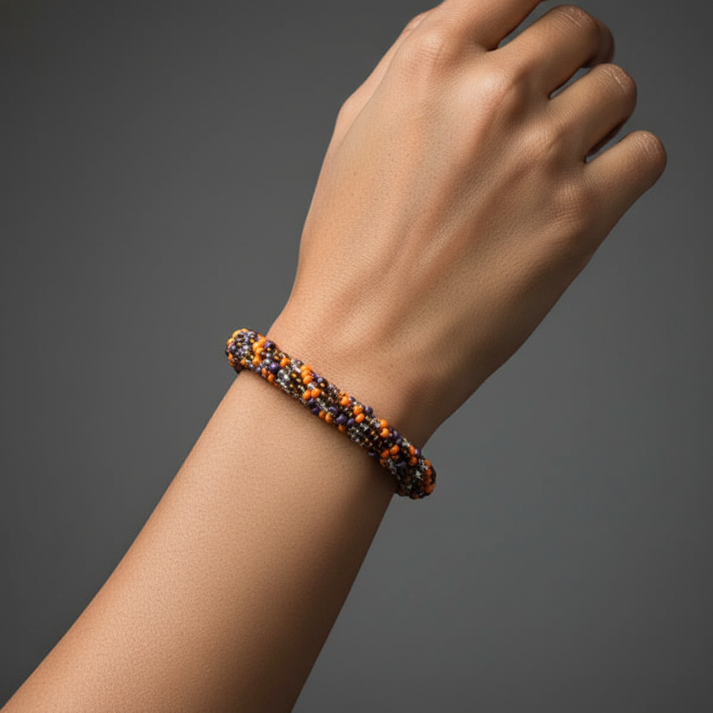 Purple Orange Beaded Bracelet