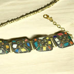 Square Pattern Tibetan Stone Choker : Multicolor