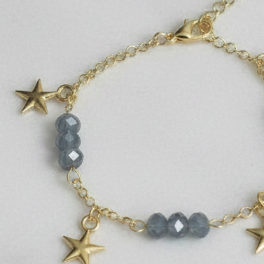 Light Blue Crystal Bracelet with Star Charms