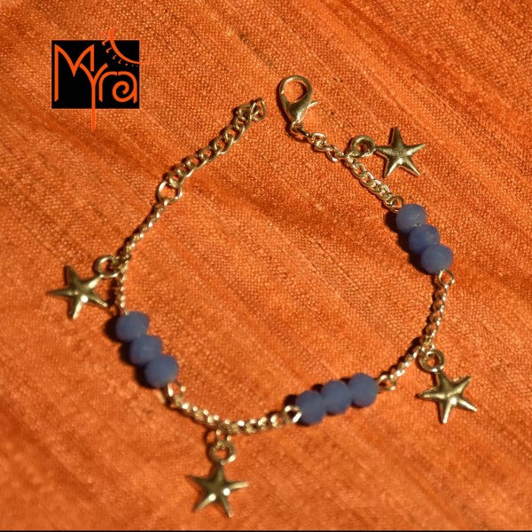 Light Blue Crystal Bracelet with Star Charms