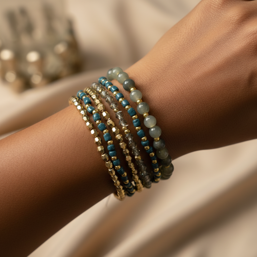 Bead Bunch Bracelet : Olive Green