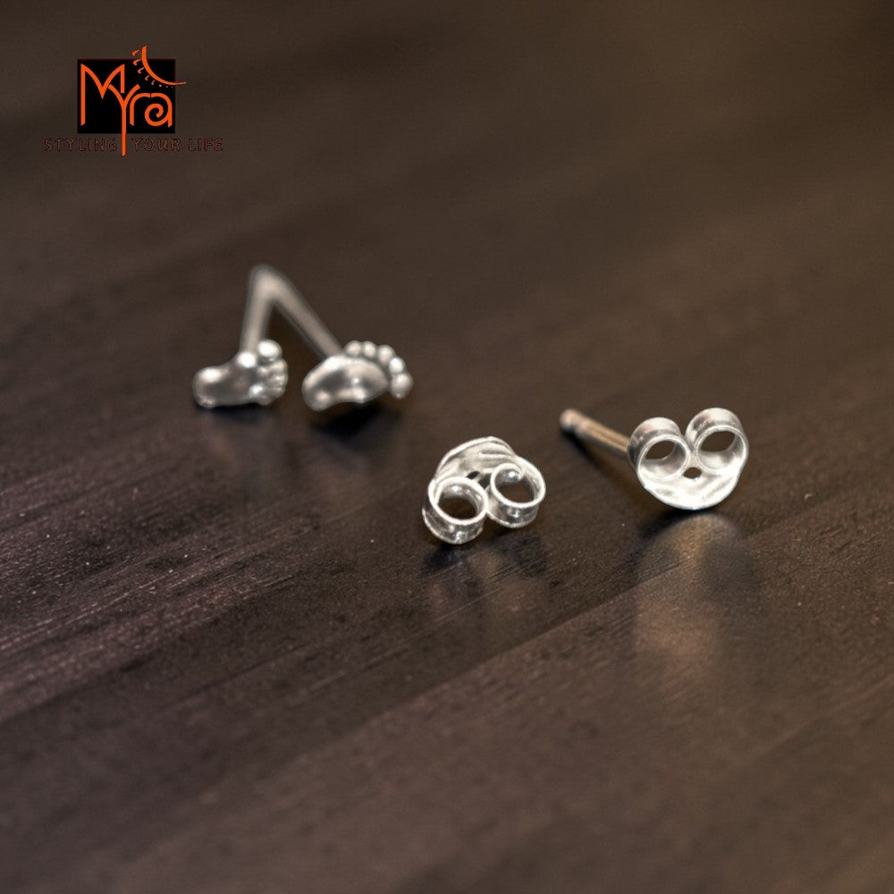 Silver Steps Stud Earrings