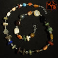 Onyx Stone and Metal Charms Necklace : Multicolor