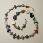 Multicolour Onyx-Inspired Stone & Metal Charms Statement Necklace