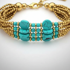 Bunch of Brass Beads & Turquoise Stones Bracelet