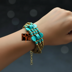Bunch of Brass Beads & Turquoise Stones Bracelet